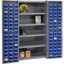 Bin Cabinet Deep Door, 96 BL Bin, Shelves, 16 Ga. Assembled Cabinet 38x24x72