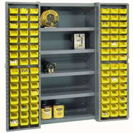 Bin Cabinet Deep Door 96 YL Bin, Shelves, 16 Ga Unassembled Cabinet 38x24x72
