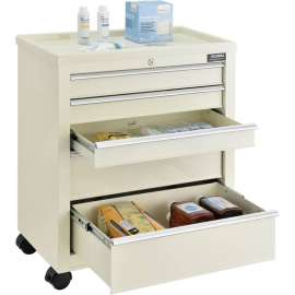 Global Industrial 5-Drawer Medical Bedside Cart w/ Key Lock, 24-1/2"L x 13-1/4"W x 29"H, Beige