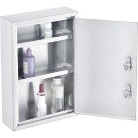 Stainless Steel Medical Cabinet W/Double Key Locks, 8"Wx2-5/8"Dx12-1/8"H