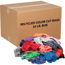 Global Industrial Recycled Mixed Color Cut Rags, 25 Lb. Box
