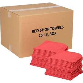 Global Industrial 100 Cotton Red Shop Towels, 25 Lb. Box