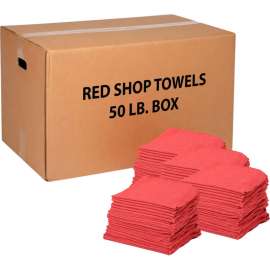 Global Industrial 100 Cotton Red Shop Towels, 50 Lb. Box