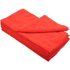Global Industrial 300 GSM Microfiber Cleaning Cloths, 16" x 16", Red, 12 Cloths/Pack