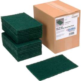 Global Industrial Heavy Duty Scouring Pads, Green, 6" x 9" - Case of 15 Pads