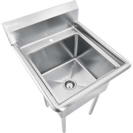 Global Industrial Stainless Steel Utility Sink With 8" Backsplash, 18"x18"x12" Deep