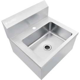 Global Industrial Stainless Steel Hands Free Wall Mount Sink, 14"x10"x5" Deep