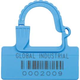 Global Industrial One Piece Padlock Seal, Med Blue, 100/Pack