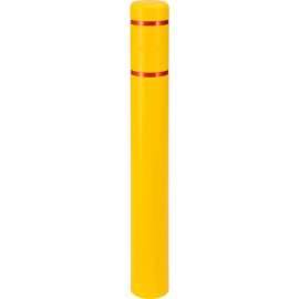 Global Industrial Reflective Bollard Sleeve, 6" Dia. x 52"H, Yellow With Red Tape