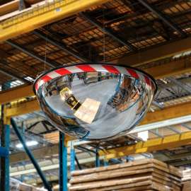 Global Industrial Full Dome Acrylic Warning Mirror, Indoor, 36" Dia., 360° Viewing Angle
