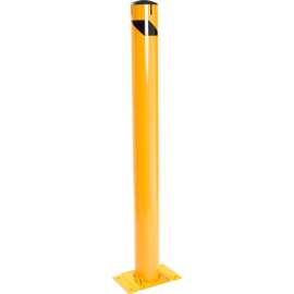 Global Industrial Floor Mount Round Safety Bollard With Plastic Cap w/Base, Yellow, 5.5''x48'H