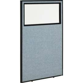 Interion Office Partition Panel with Partial Window, 36-1/4"W x 60"H, Blue