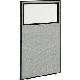 Interion Office Partition Panel with Partial Window, 36-1/4"W x 60"H, Gray