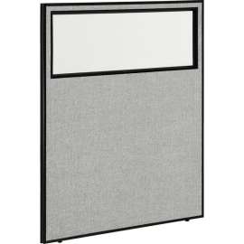 Interion Office Partition Panel with Partial Window, 48-1/4"W x 60"H, Gray