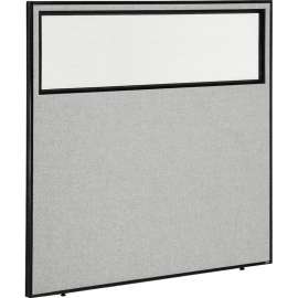 Interion Office Partition Panel with Partial Window, 60-1/4"W x 60"H, Gray