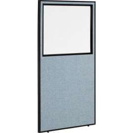 Interion Office Partition Panel with Partial Window, 36-1/4"W x 72"H, Blue