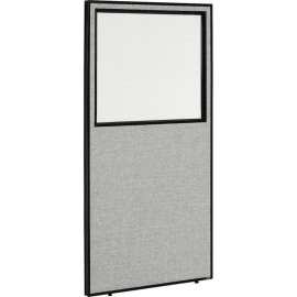Interion Office Partition Panel With Partial Window, 36-1/4"W x 96"H, Gray