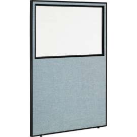 Office Partition Panel with Partial Window, 48-1/4"W x 72"H, Blue