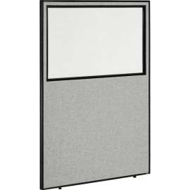 Interion Office Partition Panel with Partial Window, 48-1/4"W x 72"H, Gray