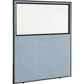 Interion Office Partition Panel With Partial Window, 60-1/4"W x 96"H, Blue