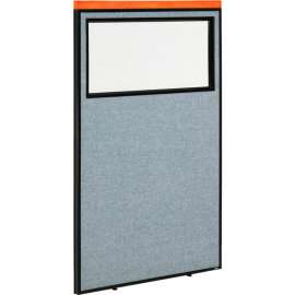 Interion Deluxe Office Partition Panel with Partial Window, 36-1/4"W x 61-1/2"H, Blue