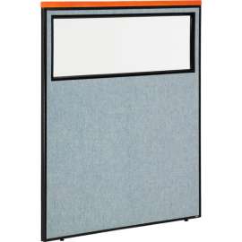 Interion Deluxe Office Partition Panel with Partial Window, 48-1/4"W x 61-1/2"H, Blue