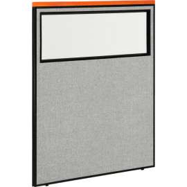 Interion Deluxe Office Partition Panel with Partial Window, 48-1/4"W x 61-1/2"H, Gray