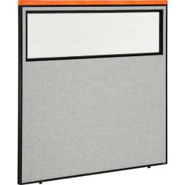 Interion Deluxe Office Partition Panel with Partial Window, 60-1/4"W x 61-1/2"H, Gray