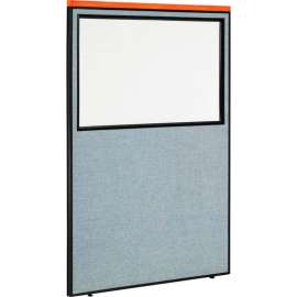 Interion Deluxe Office Partition Panel with Partial Window, 48-1/4"W x 101-1/2"H, Blue