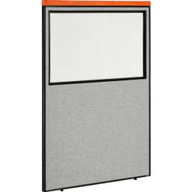 Interion Deluxe Office Partition Panel with Partial Window, 48-1/4"W x 73-1/2"H, Gray