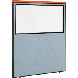 Interion Deluxe Office Partition Panel with Partial Window, 60-1/4"W x 73-1/2"H, Blue