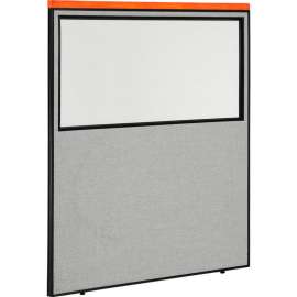 Interion Deluxe Office Partition Panel with Partial Window, 60-1/4"W x 101-1/2"H, Gray