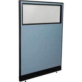 Interion Office Partition Panel with Partial Window & Raceway, 48-1/4"W x 64"H, Blue