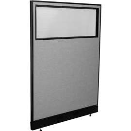 Interion Office Partition Panel with Partial Window & Raceway, 48-1/4"W x 64"H, Gray
