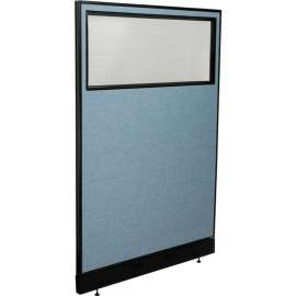 Interion Office Partition Panel with Partial Window & Raceway, 48-1/4"W x 100"H, Blue