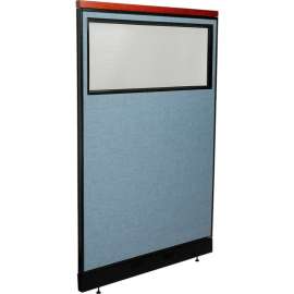 Interion Deluxe Office Partition Panel w/Partial Window & Raceway 48-1/4"W x 101-1/2"H Blue