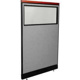 Interion Deluxe Office Partition Panel w/Partial Window & Raceway 48-1/4"W x 77-1/2"H Gray