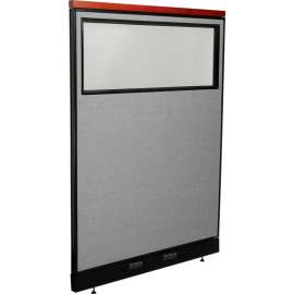 Interion Deluxe Electric Office Partition Panel with Partial Window, 48-1/4"W x 65-1/2"H, Gray