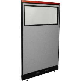 Interion Deluxe Electric Office Partition Panel with Partial Window, 48-1/4"W x 101-1/2"H Gray