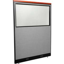Interion Deluxe Electric Office Partition Panel with Partial Window, 60-1/4"W x 77-1/2"H, Gray