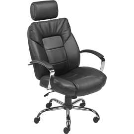 Interion Big & Tall Chair With High Back & Fixed Arms, Bonded Leather, Black
