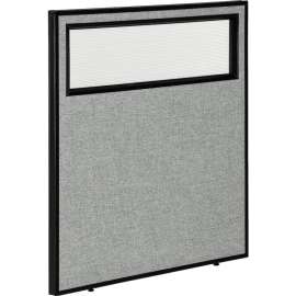 Interion Office Partition Panel with Partial Window, 36-1/4"W x 42"H, Gray
