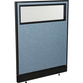 Interion Office Partition Panel with Partial Window & Raceway, 36-1/4"W x 46"H, Blue