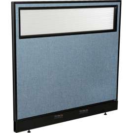 Interion Electric Office Partition Panel with Partial Window, 48-1/4"W x 46"H, Blue