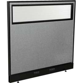 Interion Electric Office Partition Panel with Partial Window, 48-1/4"W x 46"H, Gray