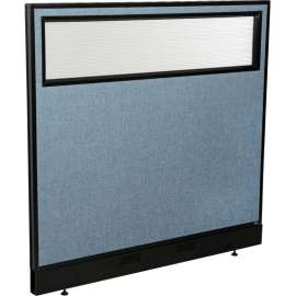 Interion Office Partition Panel with Partial Window & Raceway, 48-1/4"W x 46"H, Blue