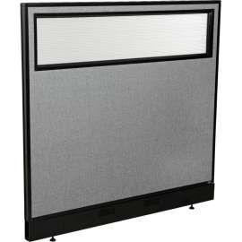 Interion Office Partition Panel with Partial Window & Pass-Thru Cable, 48-1/4"W x 46"H, Gray