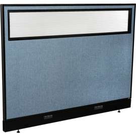 Interion Electric Office Partition Panel with Partial Window, 60-1/4"W x 46"H, Blue