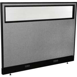 Interion Electric Office Partition Panel with Partial Window, 60-1/4"W x 46"H, Gray