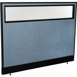Interion Office Partition Panel with Partial Window & Raceway, 60-1/4"W x 46"H, Blue